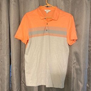 Calvin Klein Salmon & Gray Mens Polo